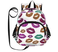voucong Cute Ears Cartoon Leopard Print Lip Toddler Day Sac à dos Laisse Cool Girls Anti-Lost Sac à dos personnalisé avec poche pour bouteille d'eau avec bande réfléchissante