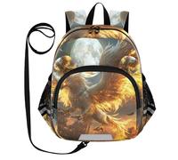 voucong Cute Ears Phoenix Yellow Flame Mini sac à dos d'école laisse pour petites filles Anti-perte Mini sac à dos personnalisé avec bande réfléchissante