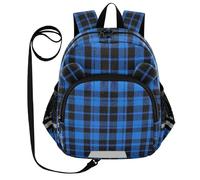 voucong Cute Ears Vintage Buffalo Plaid Carreaux Bleu Royal Kids Day Sac à dos Laisse Garçon/Fille Anti-Perte Personnalisé Mini Sac avec Bande Réfléchissante
