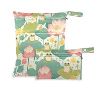 voucong Fresh Spring Lot de 2 sacs étanches réutilisables avec poignées pour couches de bébé Motif grenouilles