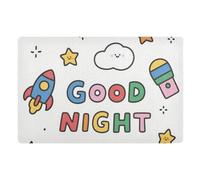 voucong Good Night Tapis de sol coloré RocketInside 81,3 x 50,8 cm avec envers en caoutchouc antidérapant absorbant pour patio porche
