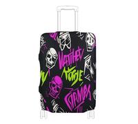 voucong Grande housse de bagage élastique anti-rayures pour valises, housse de protection pour bagages de 45,7 à 81,3 cm, punk, pêche, noir, crânes, rock, Punk Peach Black Skulls Rock, M 22-24 in