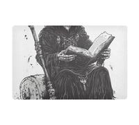 voucong Grim Reaper Reading with A ScytheDirt Trapper Paillasson 81,3 x 50,8 cm avec envers en caoutchouc antidérapant, toutes saisons, pour terrasse, porche