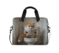 voucong Housse à bandoulière portable pour ordinateur portable avec poignée et bandoulière - Sac de transport pour ordinateur de 15,6" - Renard chic - Rétro - Pour lire des toilettes ou des journaux
