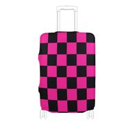voucong Housse de bagage élastique anti-rayures pour valise, housse de protection pour bagages de 45,7 à 81,3 cm, motif écossais buffle, noir, rose foncé, Buffalo Plaid Carreaux Noir Rose Foncé, L 26