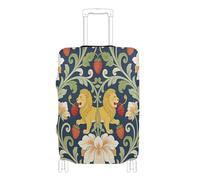 voucong Housse de bagage élastique anti-rayures pour valise, housse de voyage Essentials Fit William Morris 45,7 à 81,3 cm Rouge fraise lion, William Morris Red Strawberry Lion, M 22-24 in, Classique