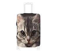 voucong Housse de bagage élastique durable anti-rayures pour valise de 45,7 à 81,3 cm, motif chat américain drôle à poil court, gris, Cartoon Funny American Shorthair Cats Gris, M 22-24 in, Classique