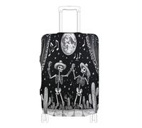 voucong Housse de protection élastique anti-rayures pour valise de 45,7 à 81,3 cm, motif tête de mort dansante, gothique, noir, Crâne dansant noir gothique, XL 29-32 in, Classique