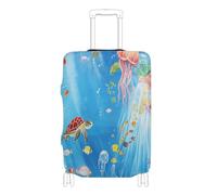 voucong Housse de protection élastique pour valises, accessoires de voyage, convient aux poissons, tortues, animaux marins de 45,7 à 81,3 cm, Poisson Tortue Dessin Animé Animal, L 26-28 in, Classique