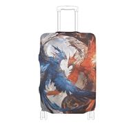 voucong Housse élastique pour bagage de voyage, résistant aux rayures, adapté aux valises de 45,7 à 81,3 cm, rouge et bleu, phénix glace et feu, Phénix rouge et bleu glace et feu, L 26-28 in