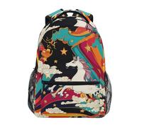 voucong Licorns Rainbow Star Sac à dos de camping pour enfants garçons avec sangle de poitrine sac à livres pour homme Mochilas para ni?a