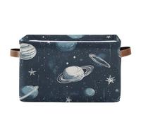 voucong Lot de 1 panier de rangement pliable et imperméable avec poignée robuste Motif planète étoilée Bleu/blanc