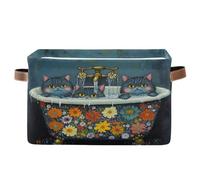 voucong Lot de 1 panier de rangement rétro chic pour baignoire - Pliable et imperméable - Avec poignée robuste - Pour camping-car