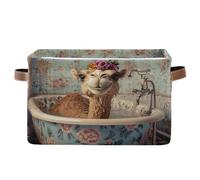 voucong Lot de 1 panier de rangement rétro pour baignoire - Pliable et imperméable - Avec poignée robuste - Joli pour le bureau