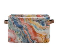 voucong Lot de 1 panier de rangement tendance en marbre coloré, pliable et imperméable avec poignée robuste pour bureau