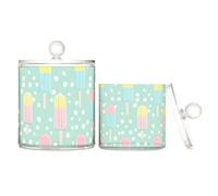 voucong Lot de 2 bacs de rangement décoratifs en plastique transparent avec couvercle Motif sucettes glacées