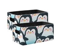 voucong Lot de 2 bacs de rangement en forme de pingouin bleu et noir pour organiser les étagères, les placards, les armoires