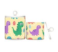 voucong Lot de 2 boîtes de rangement en plastique transparent avec couvercle Motif dinosaure Jaune