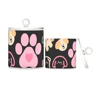 voucong Lot de 2 boîtes de rangement en plastique transparent avec couvercle Motif empreintes de pattes d'animaux