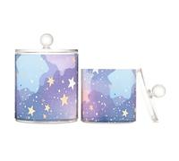 voucong Lot de 2 boîtes de rangement en plastique transparent avec couvercle, motif galaxie, étoiles, nuages, pastel, pour le bureau, les accessoires de bureau