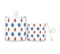 voucong Lot de 2 boîtes de rangement en plastique transparent avec couvercle Motif Love 4th of July Independence Day Rouge et bleu