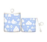 voucong Lot de 2 boîtes de rangement en plastique transparent avec couvercle Motif nuage et étoile Violet clair Lilas