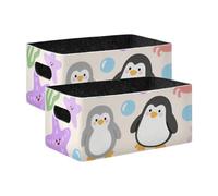 voucong Lot de 2 cubes de rangement mignons en forme d'étoile de mer et pingouin violet pour étagère, vêtements, maison, bureau