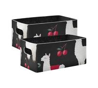 voucong Lot de 2 cubes de rangement Sherpa lama Berry noir et rouge pour livres de maquillage, étagères, salon