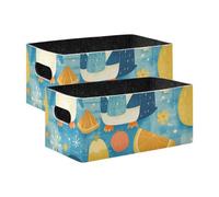 voucong Lot de 2 grands paniers de rangement en tissu motif pingouin orange pour organiser les vêtements