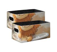 voucong Lot de 2 grands paniers de rangement en tissu robuste pour baignoire Motif lion de dessin animé