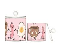 voucong Lot de 2 organiseurs de maquillage amusants en plastique transparent avec couvercle pour petits déjeuners, aliments et danses