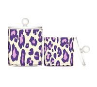 voucong Lot de 2 organiseurs de maquillage en plastique transparent avec couvercle Motif léopard Violet