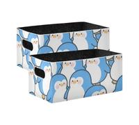 voucong Lot de 2 paniers de rangement décoratifs bleus mignons en forme de pingouin pour étagères, tiroirs, bureau, salle de jeux, salle de classe, bureau