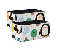 voucong Lot de 2 paniers de rangement décoratifs pour étagères, livres, étagères, placards Motif pingouin noir