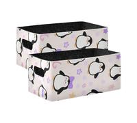 voucong Lot de 2 paniers de rangement mignons en forme de pingouin blanc pour étagère, vêtements, maison, bureau