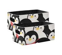 voucong Lot de 2 paniers décoratifs d'hiver mignons en forme de pingouin pour organiser des livres, des étagères, des placards