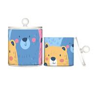 voucong Lot de 2 petits bacs de rangement décoratifs en plastique avec couvercle Motif ours de dessin animé