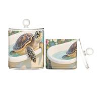 voucong Lot de 2 petits bacs de rangement décoratifs en plastique transparent avec couvercle pour baignoire, tortue