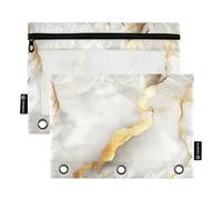 voucong Lot de 2 porte-stylos en tissu marbré blanc avec fenêtre transparente et œillets renforcés pour ranger les fournitures scolaires, étudiants, enseignants