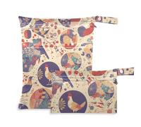 voucong Lot de 2 sacs à fermeture éclair ethniques colorés avec poignées pour les nageurs et les bébés