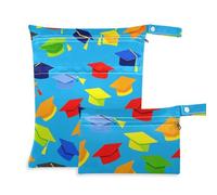 voucong Lot de 2 sacs de voyage pour bébé avec poignées pour couches de bébé Motif chapeau de mortier avec fermeture éclair