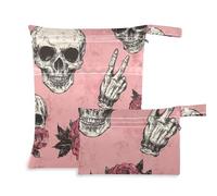 voucong Lot de 2 sacs étanches avec poignées pour le bain de bébé Motif crânes et majeur Rose