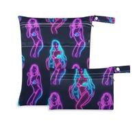 voucong Lot de 2 sacs imperméables colorés fluorescents pour femme mature pour voyage avec poignées pour couches de bébé