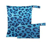 voucong Lot de 2 sacs réutilisables avec poignées pour le bain Motif léopard à paillettes Bleu