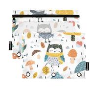 voucong Lot de 2 trousses à crayons avec fenêtre transparente et œillets pour l'école, le bureau et la maison Motif chouette