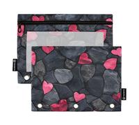 voucong Lot de 2 trousses en plastique avec fenêtre transparente et œillets renforcés pour l'école, le bureau et la maison Motif dessin animé Noir