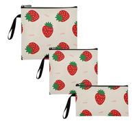 voucong Lot de 3 sacs à goûter réutilisables en forme de fraise beige pour enfants, école, repas et adultes