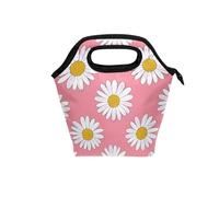 voucong Lovely Daisy Floral Peach Sac à déjeuner isotherme avec poignée incurvée Prop2 (prop2) Sac isotherme de voyage pour pique-nique université