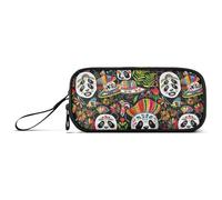 voucong Mexico Cinco De Mayo Pandas Trousse à crayons en nylon aux couleurs vives Grande capacité Organiseur de papeterie pour enfants