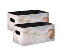 voucong Mucha Lot de 2 bacs de rangement cubiques style ange pour étagères, placards, livres
